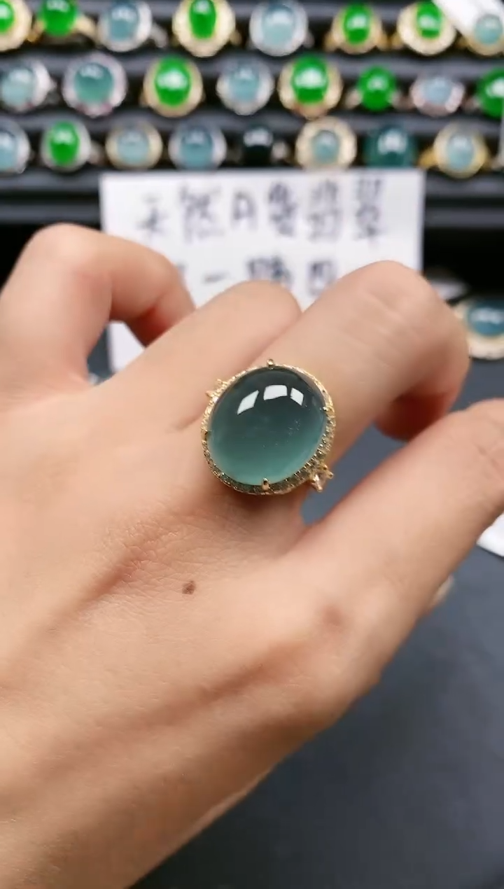 翡翠戒指银S925镶嵌11111111