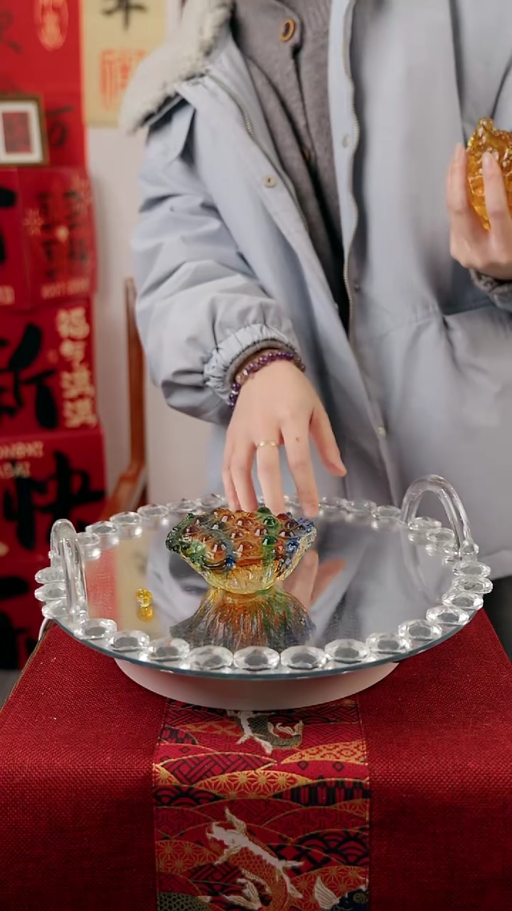 【闪购商品】古法琉璃彩色莲蓬香插摆件