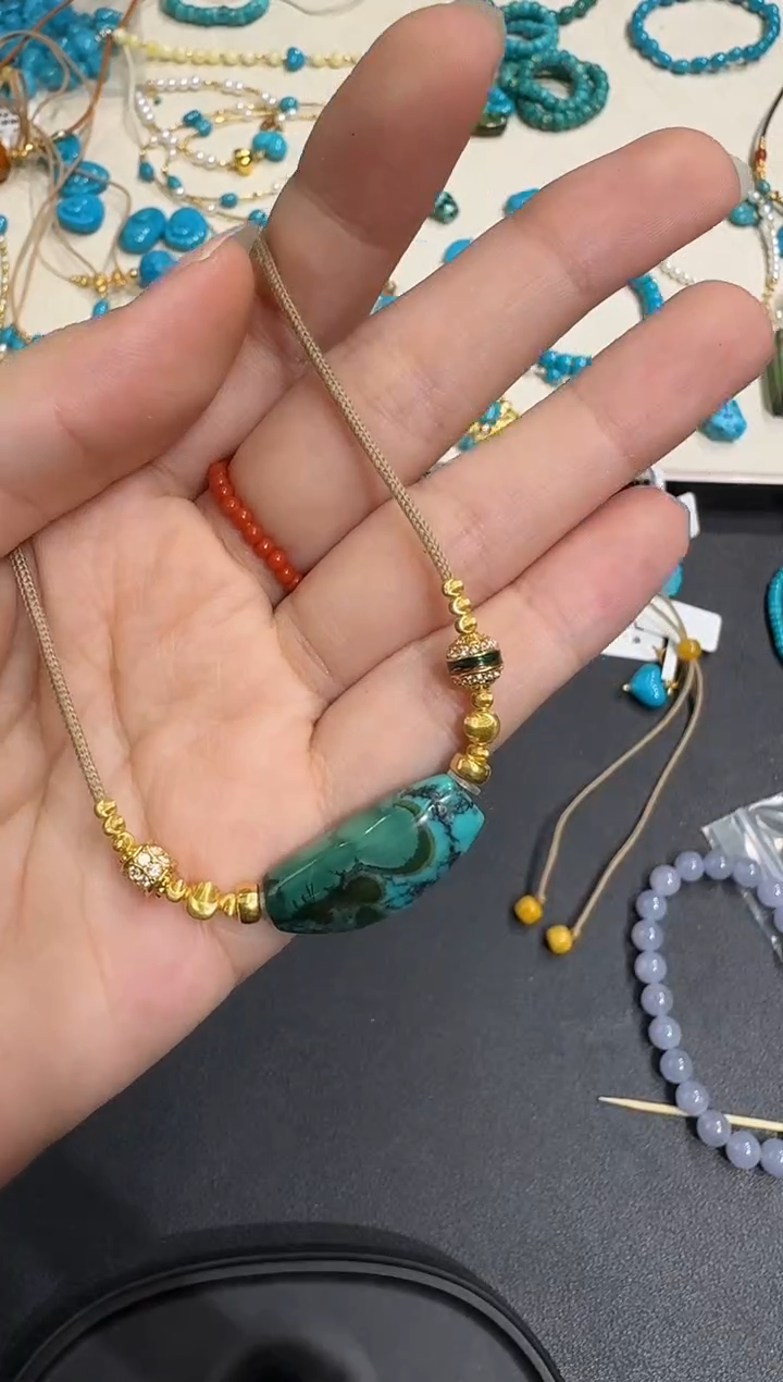 18K金镶嵌绿松石吊坠X0102-1195-118