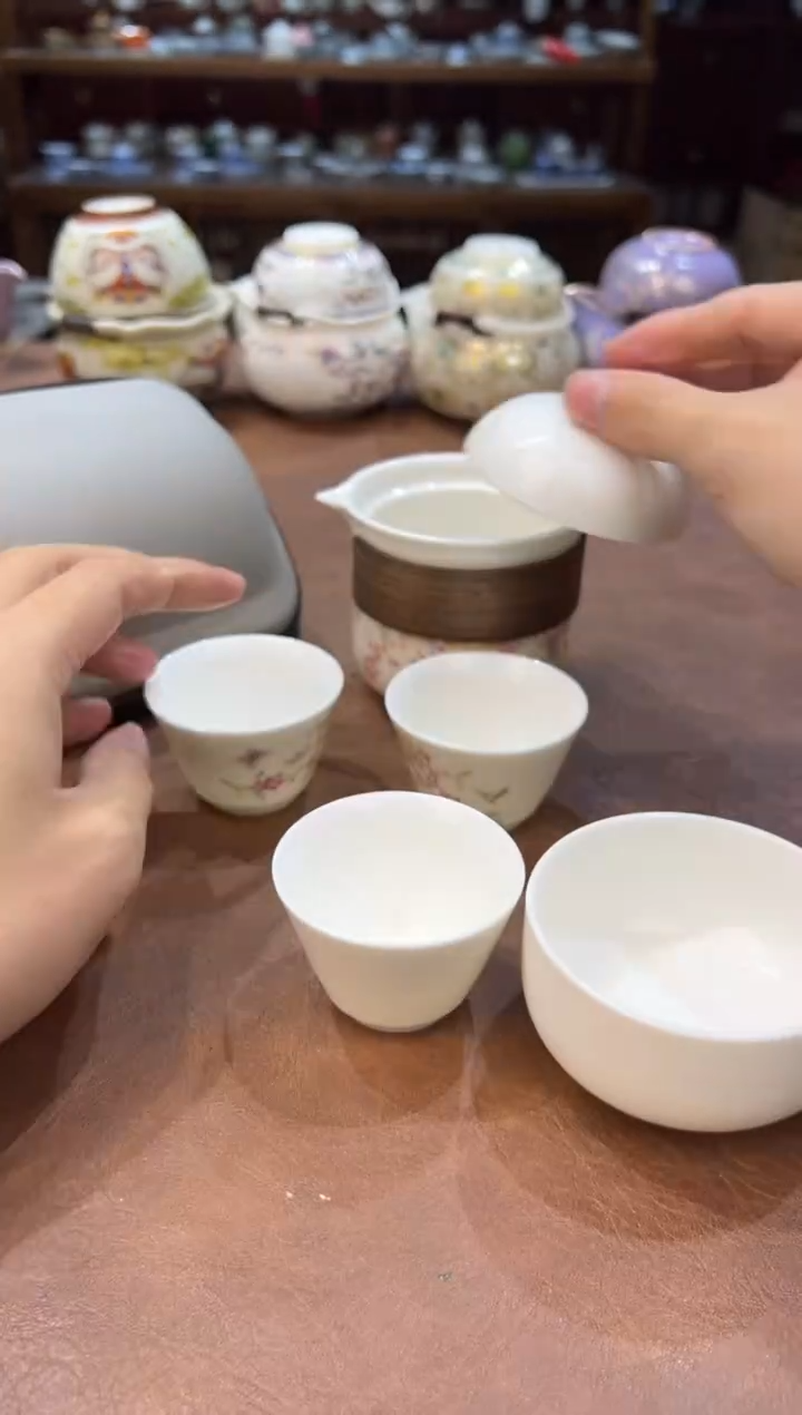 真的很便宜超好看会开片的旅行茶具