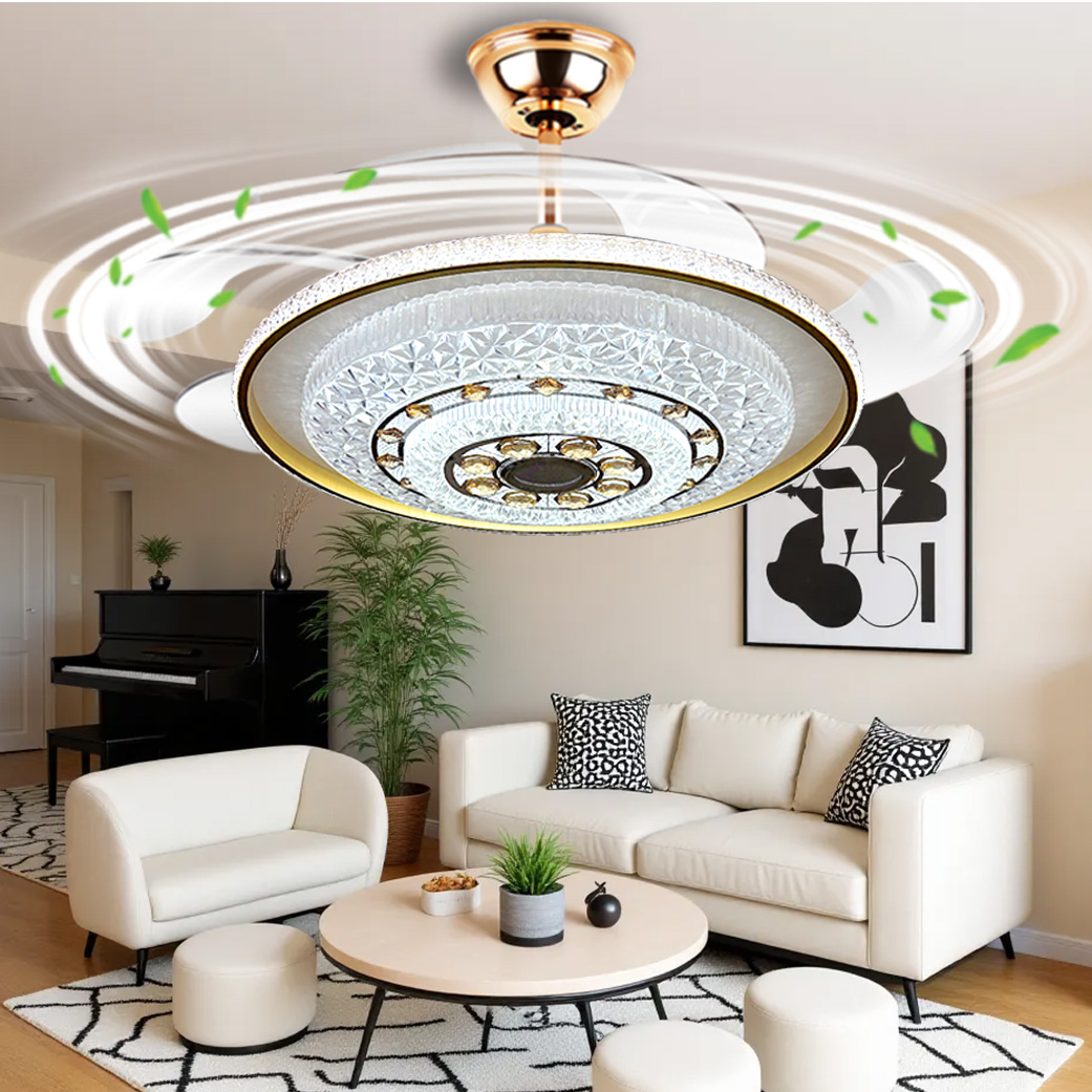 7160-60寸音响款智能语音隐形风扇灯吊扇灯家用餐厅卧室智能音响