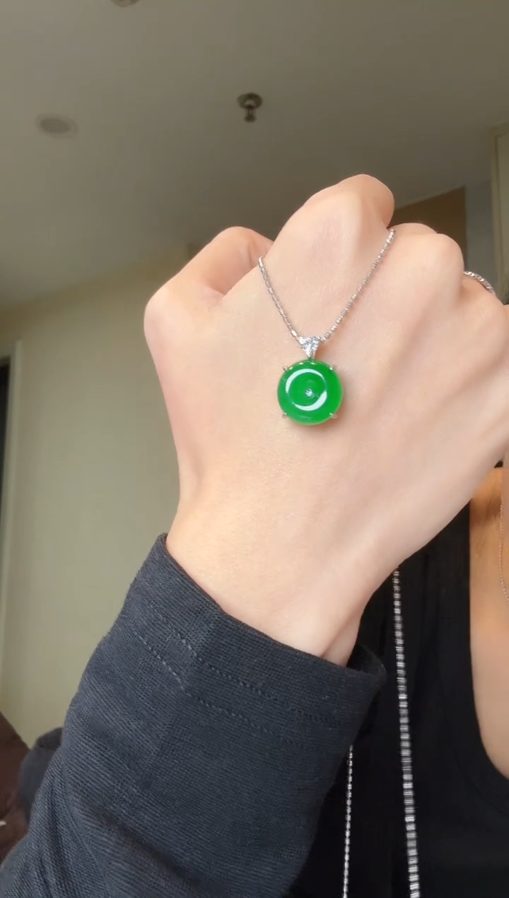 【闪购商品】翡翠吊坠(不含链)银S925镶嵌天然翡翠吊坠3