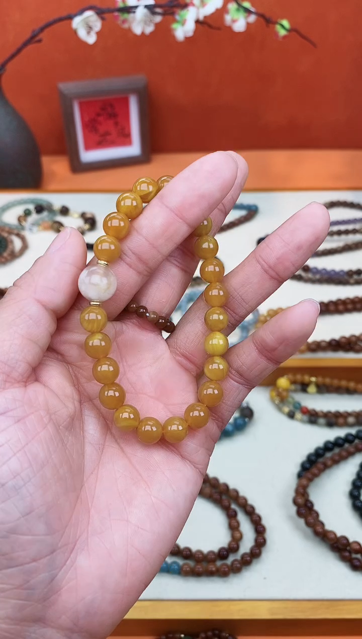 【闪购商品】蜜蜡手链未镶嵌08老蜡单圈