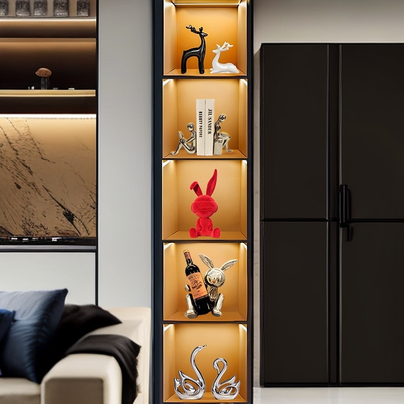 岐素创意轻奢酒柜装饰品摆件套装兔子客厅家居玻璃柜高档工艺品