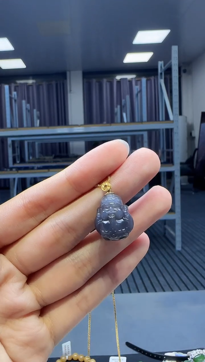 18K金镶嵌和田玉挂件 不含链