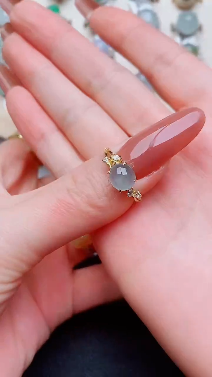 银S925镶嵌戒指翡翠飘*。...