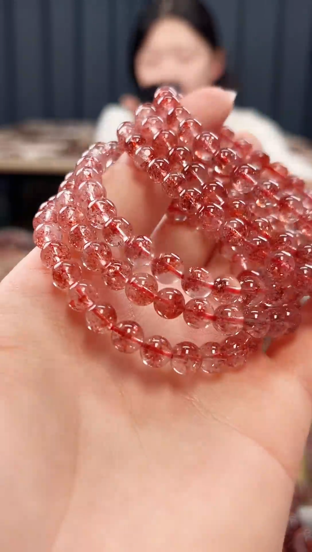 未镶嵌手串水晶金草莓超七单圈手串6mm【多样性发一】