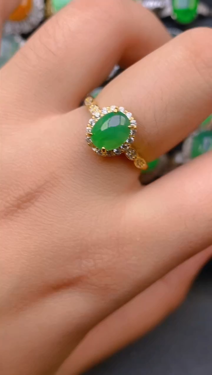 【闪购商品】翡翠戒指银S925镶嵌天然A货翡翠1