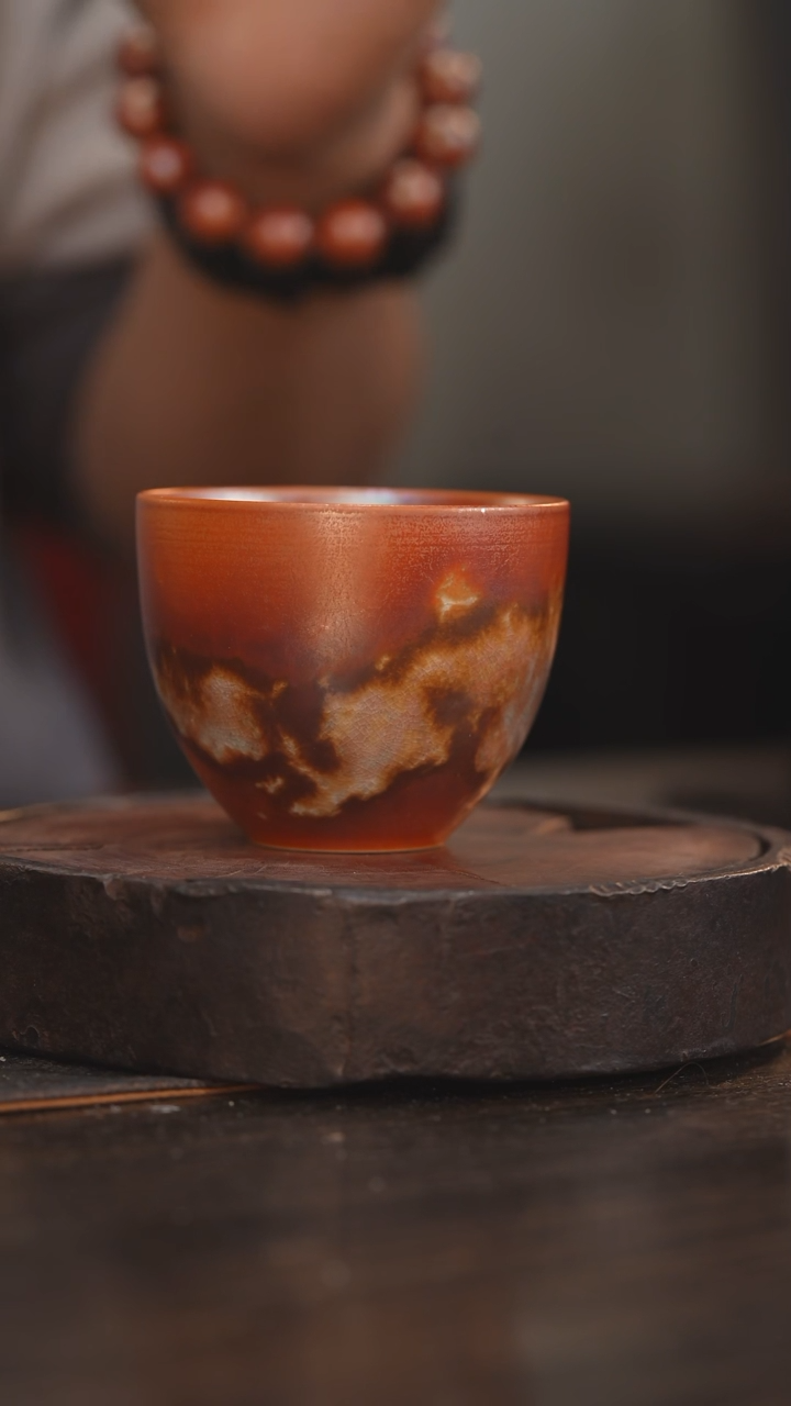 【闪购商品】杯39柴房陶瓷柴烧 金红落灰杯