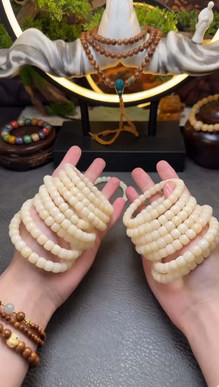 手串菩提根/象牙果羊脂白精工6*7直切