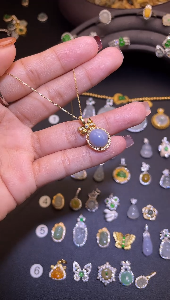 吊坠(不含链)银S925镶嵌翡翠1