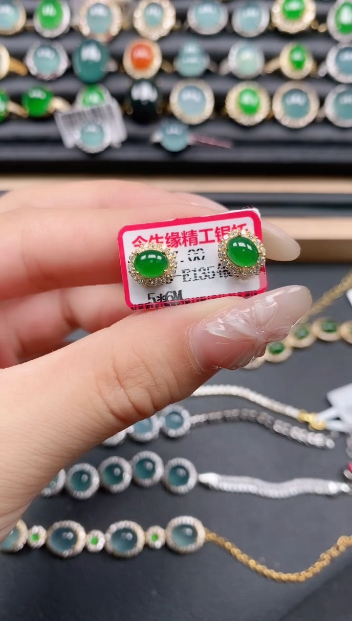 翡翠戒指银S925镶嵌111111