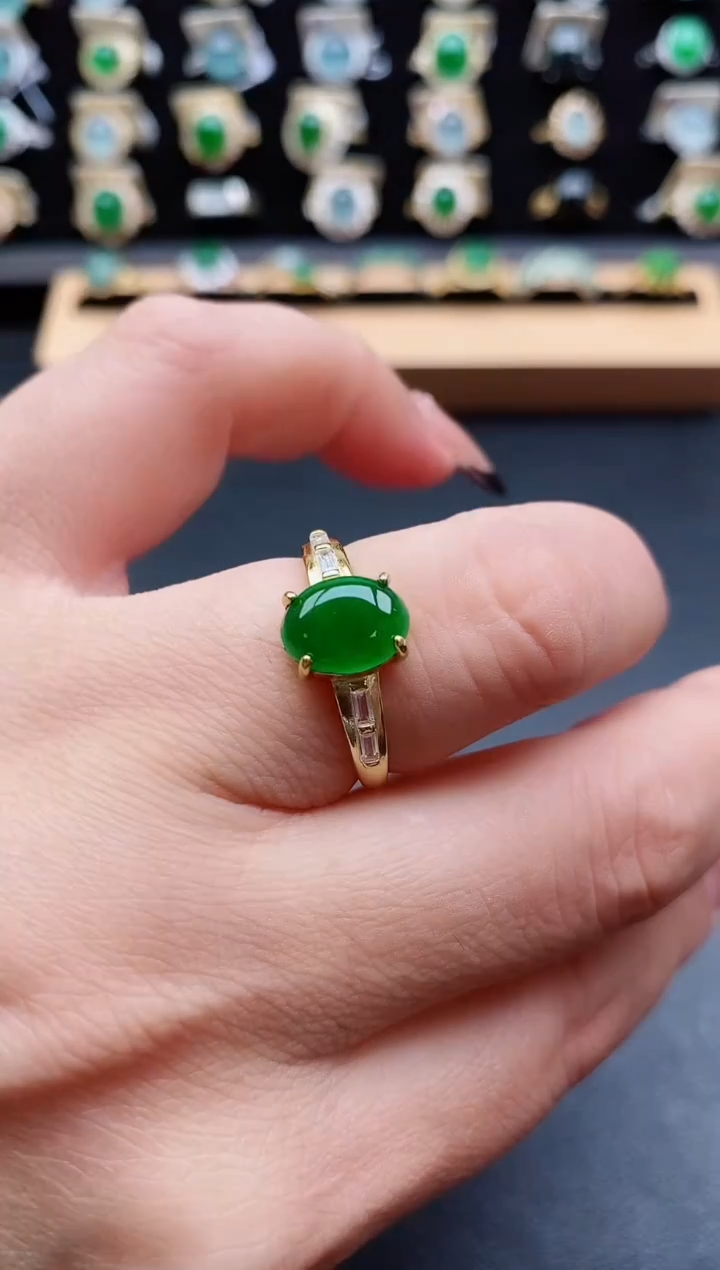 银S925镶嵌戒指翡翠1