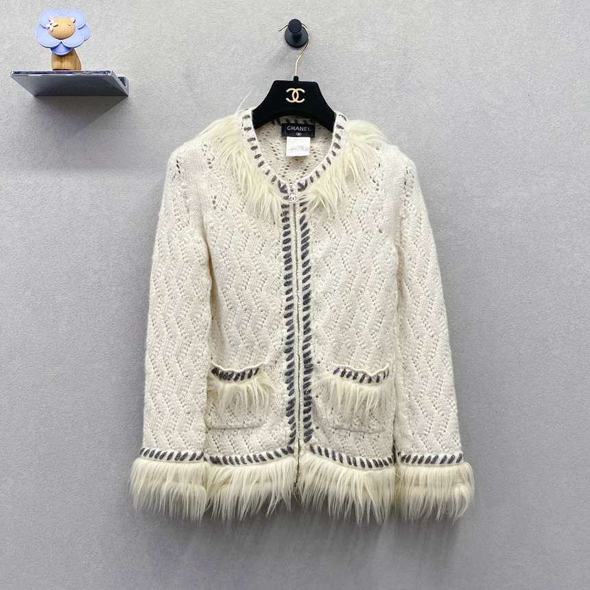 99新 Chanel/香奈儿 白色针织外套/尺码34/JJ001637