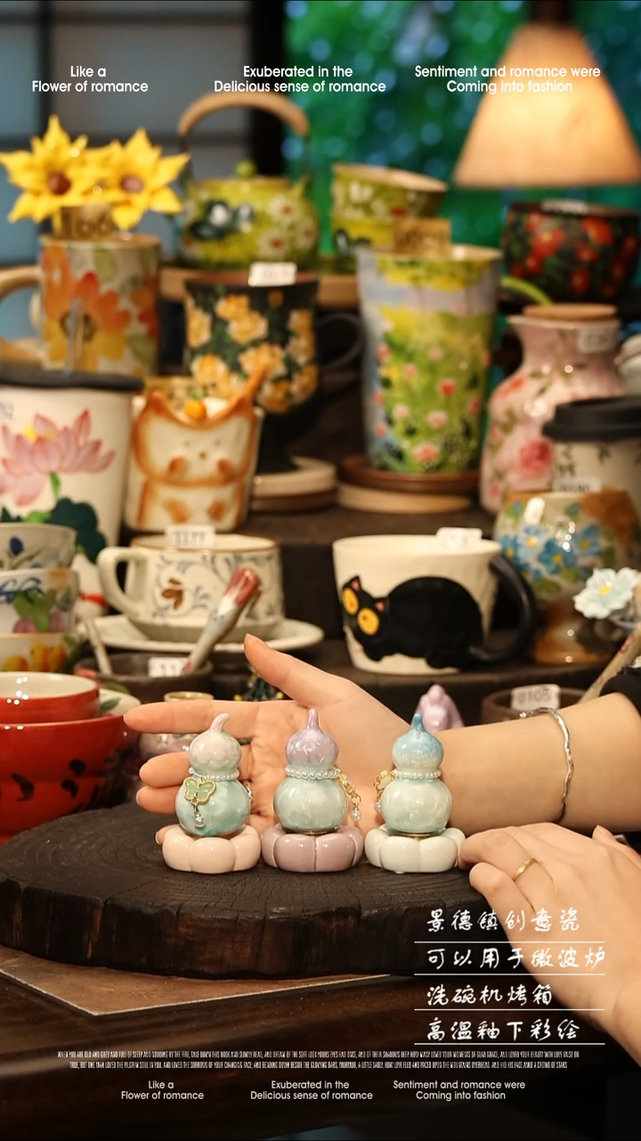 陶瓷随机一个景德镇高温釉下彩手工手绘款式@A0184@