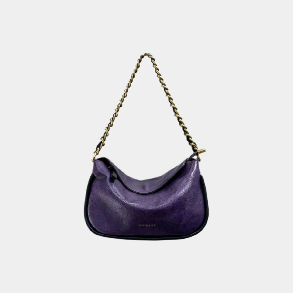 【静姐补贴】2025新款紫色翻盖小船包腋下链条包1202紫色