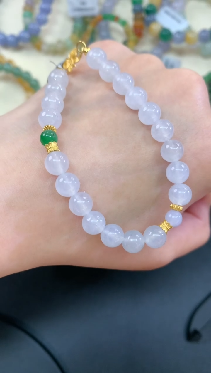 【闪购商品】翡翠手串18K金镶嵌A806|4500