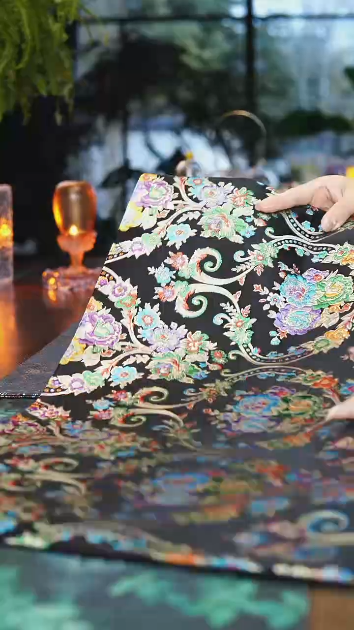 缠枝花刺绣茶席茶具配件