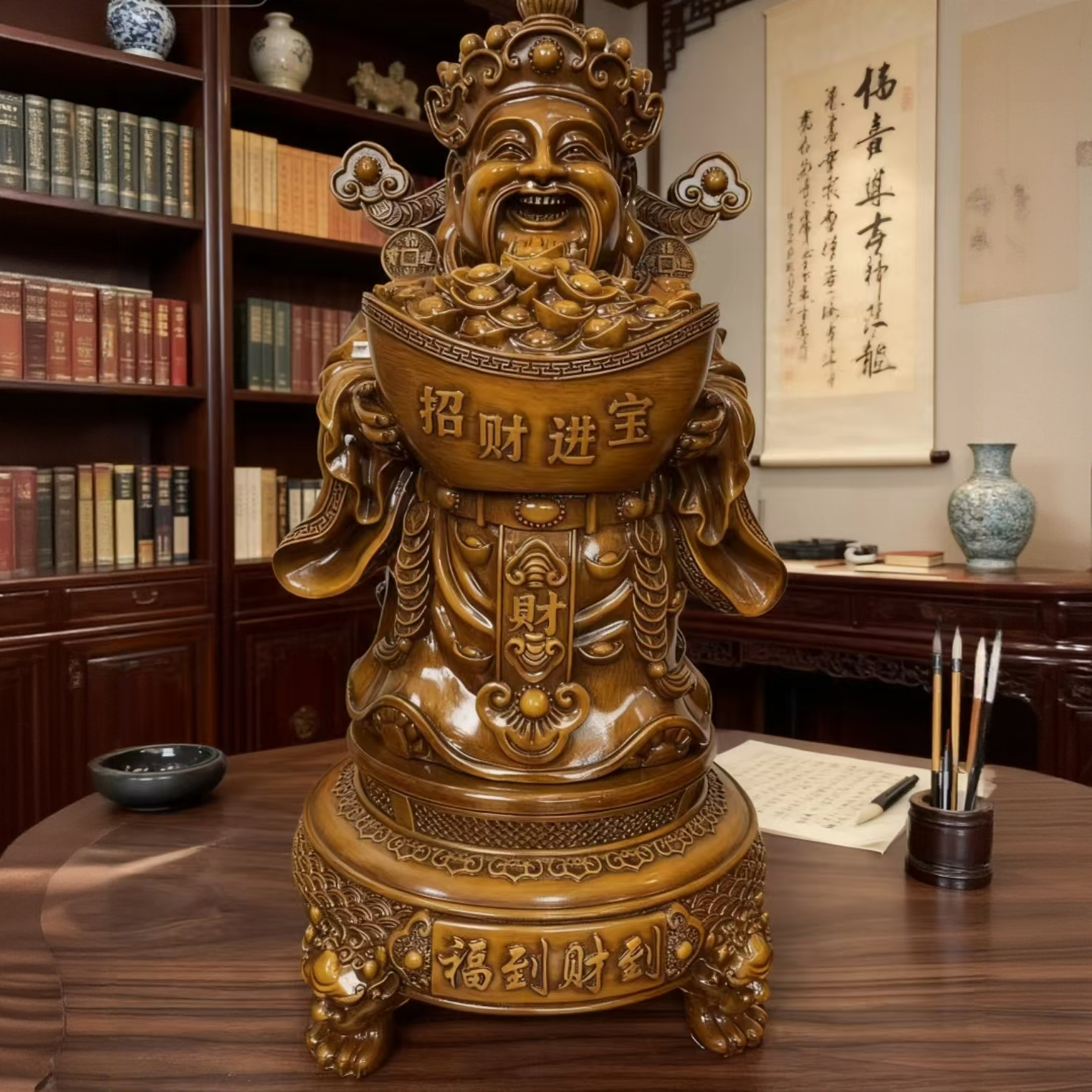 财神爷招米财进米宝居家公司前台送礼工艺摆件