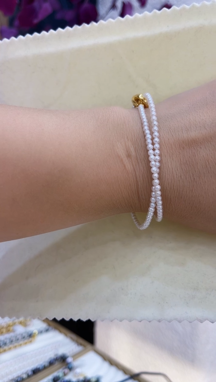 【闪购商品】淡水珍珠手绳银S925镶嵌手链