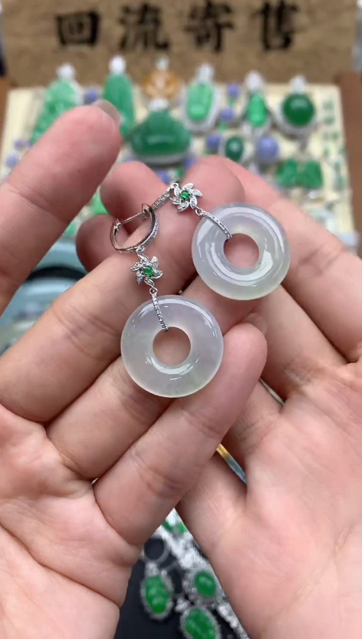 【闪购商品】翡翠耳饰18K金镶嵌407-中国好珍宝