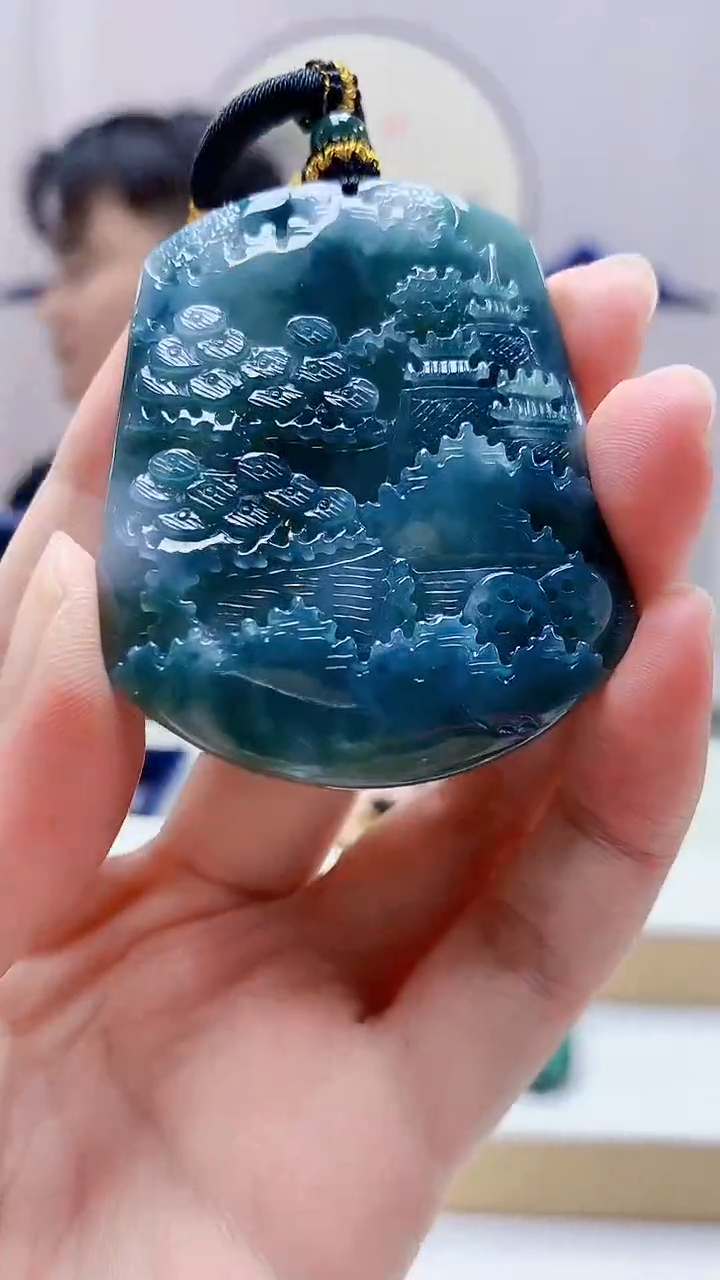 未镶嵌定制翡翠5060zm-毛货挂件52山水