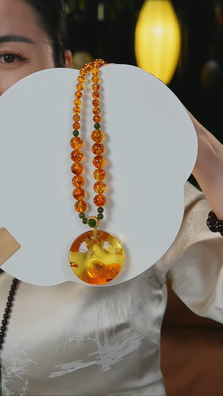 琥珀（花珀）项链未镶嵌花珀