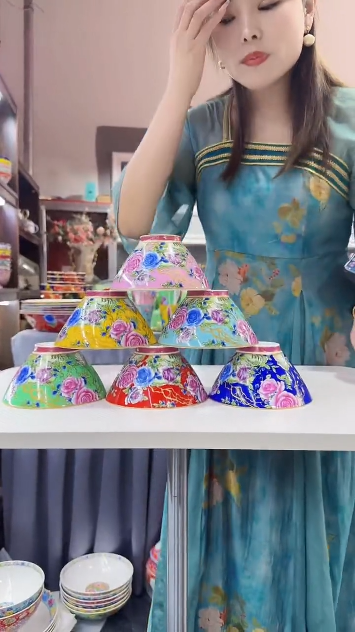 瓷片5英寸斗笠碗6个景德镇陶瓷