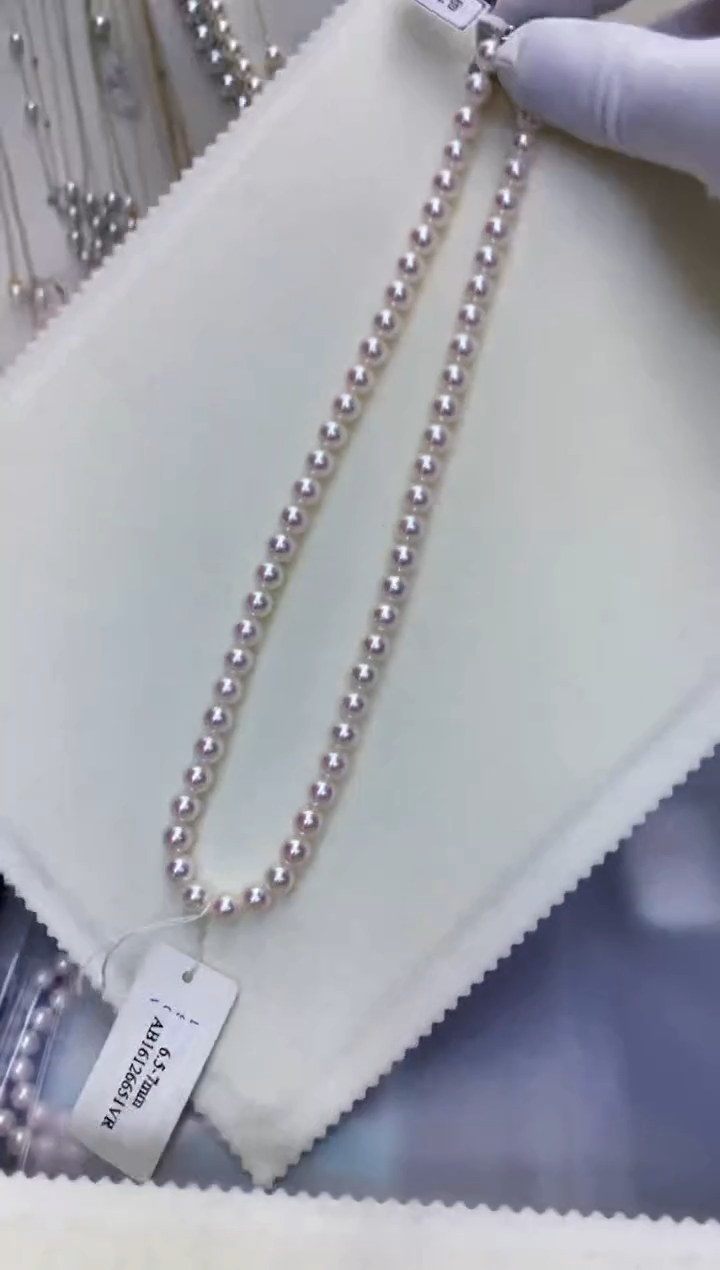 【闪购商品】海水珍珠商品未镶嵌6-7rose满珠链带大证