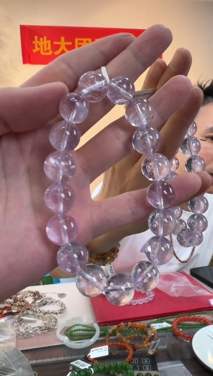 紫晶手串未镶嵌玻利维亚紫水晶圆珠约12.5-13mm