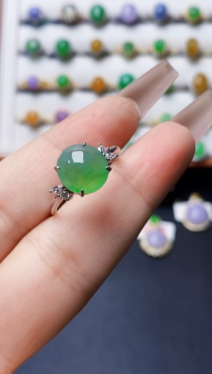 银S925镶嵌戒指翡翠0465