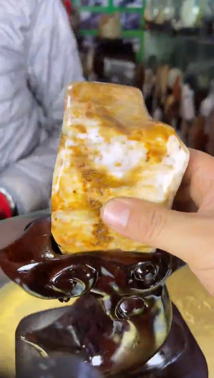 缅甸天然树化玉摆件