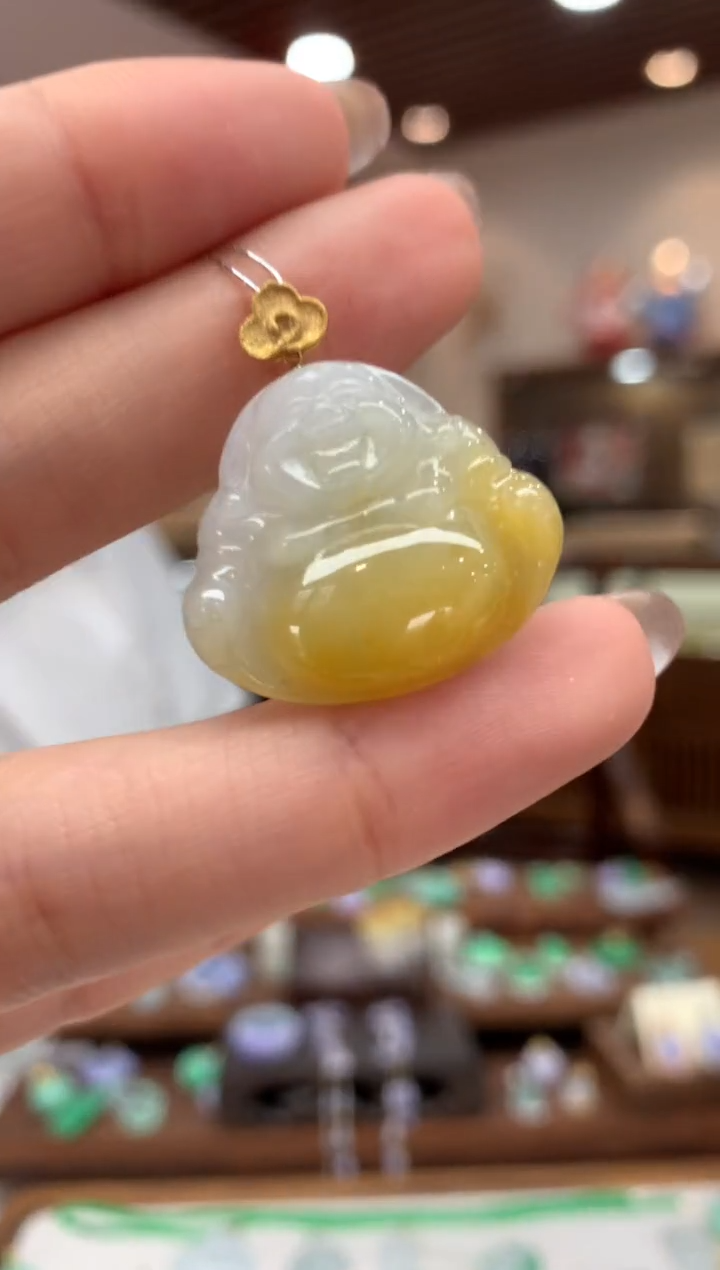 【闪购商品】翡翠18K金镶嵌吊坠(不含链)佛公