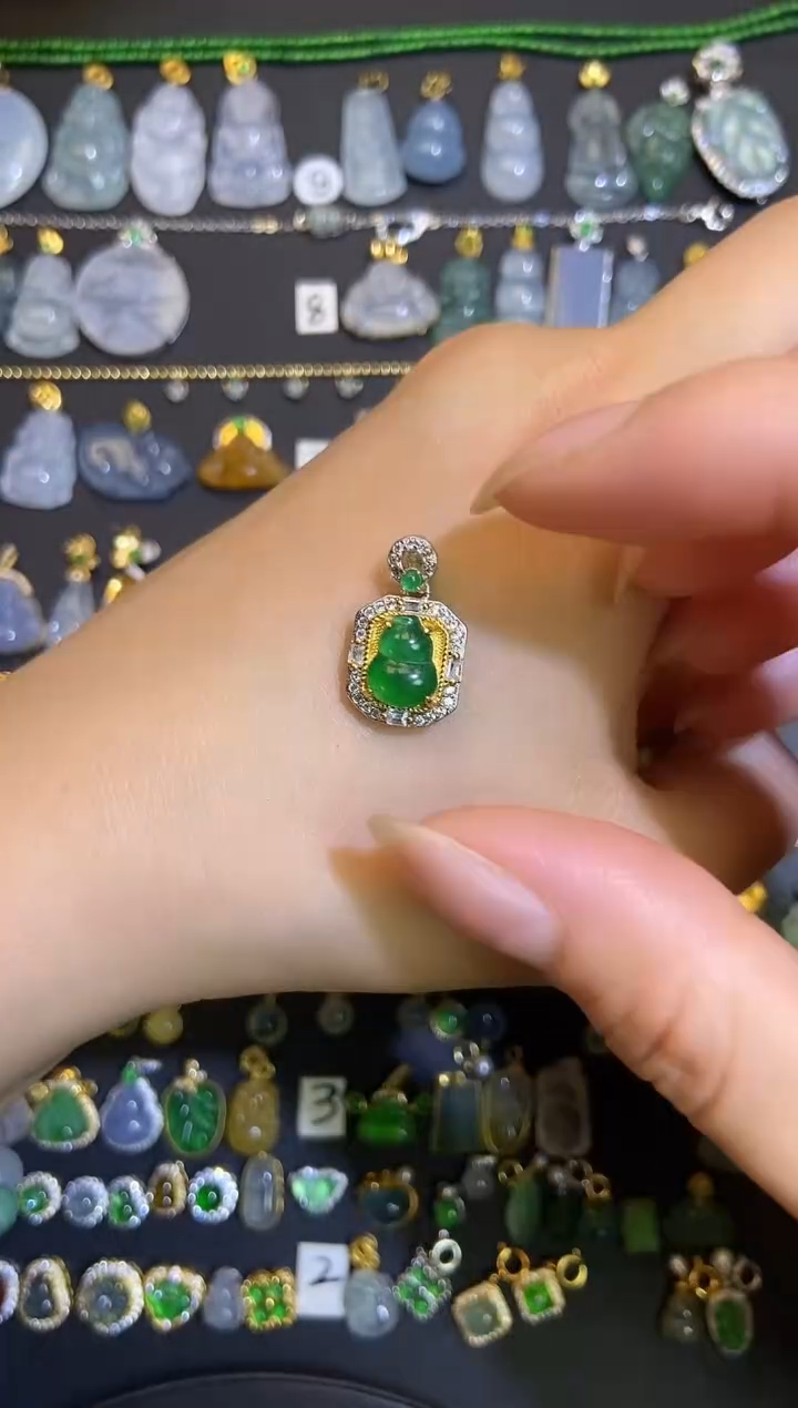 翡翠银S925镶嵌吊坠(不含链)1