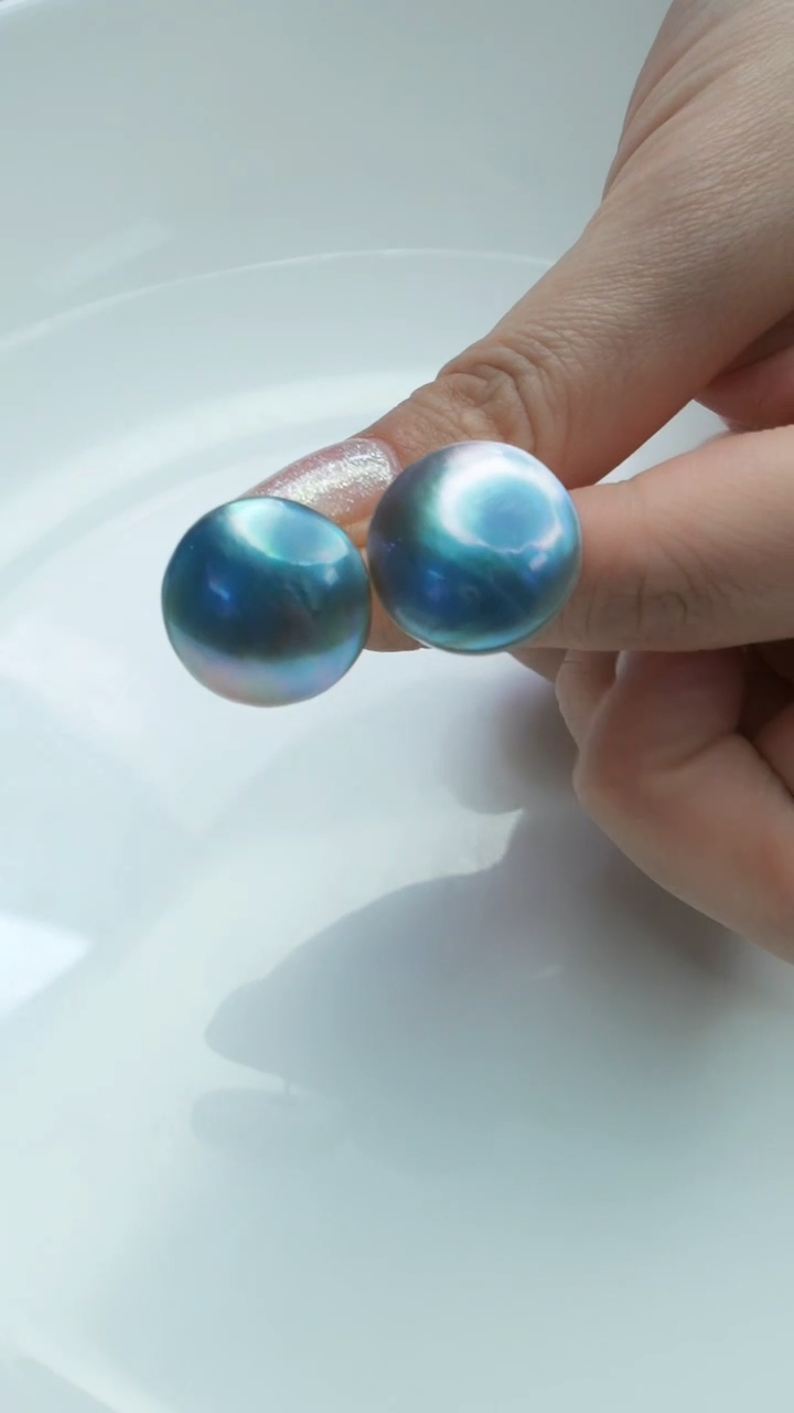 【闪购商品】拼合珍珠（马贝珠）耳饰银S925镶嵌海水马贝耳钉