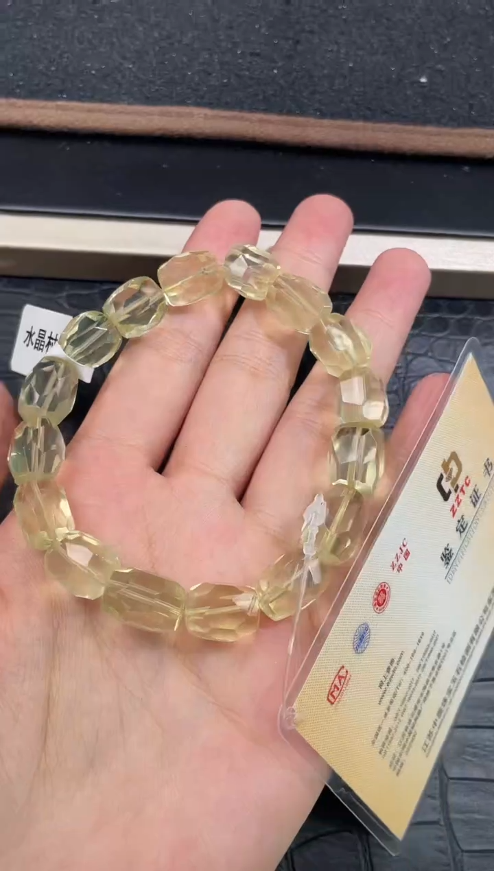 未镶嵌手链水晶36号利姆利亚黄水晶切面随行单圈10mm