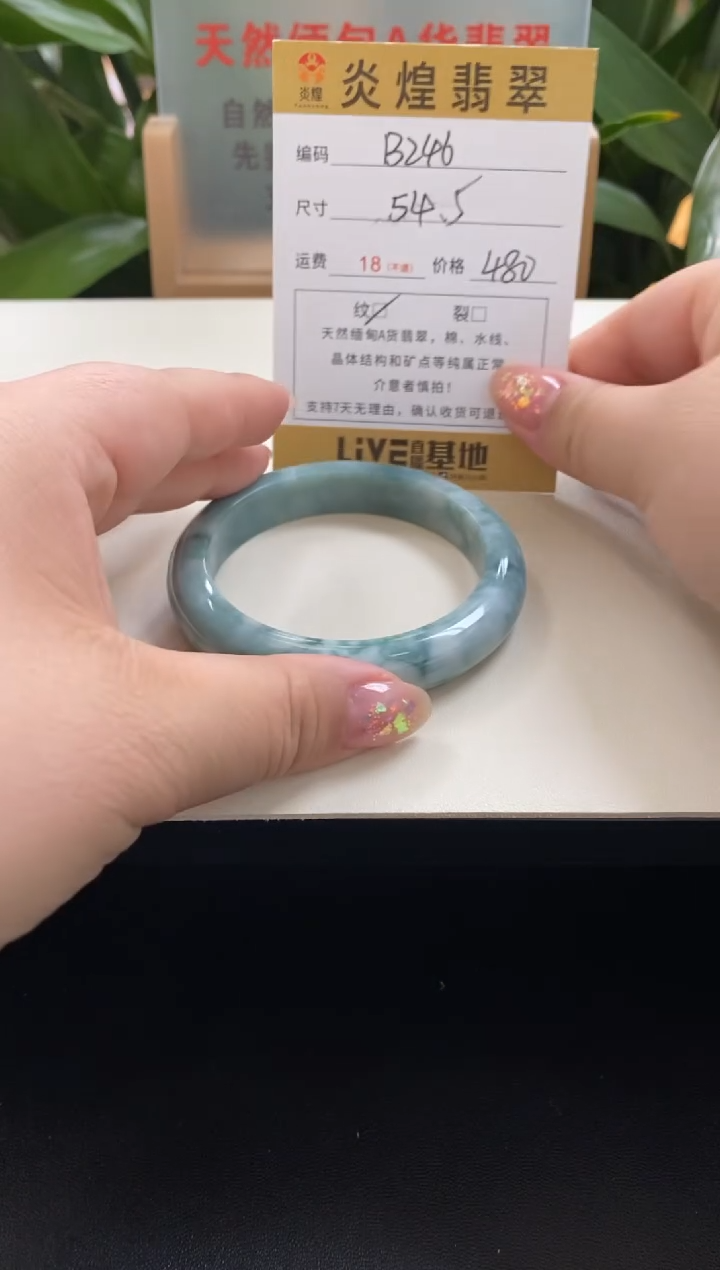 未镶嵌手镯翡翠54.5圈口编码b246