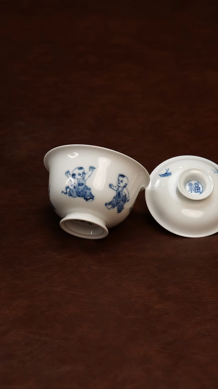 摆件陶景德镇瓷器，青花瓷手绘茶具~