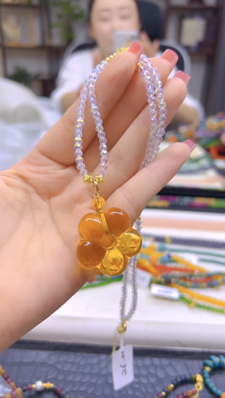金珀项链未镶嵌DIY款X762