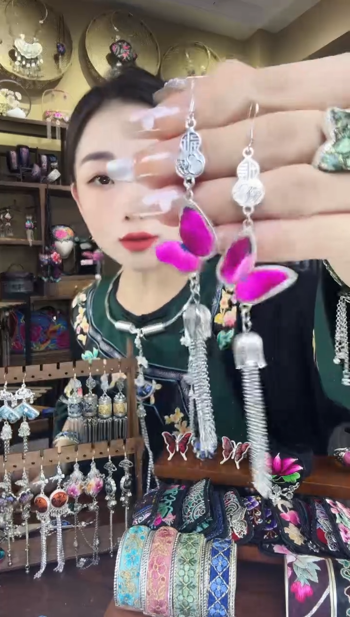 刺绣非遗刺绣民族风耳环