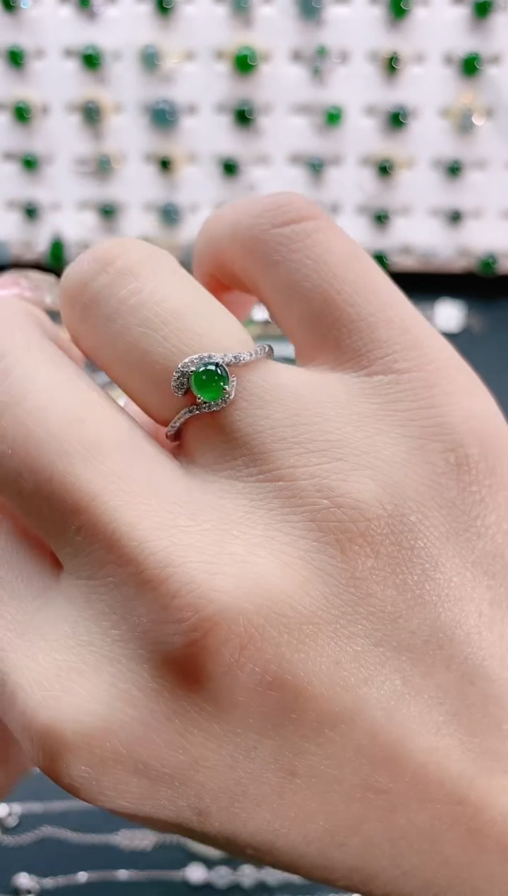 【闪购商品】翡翠戒指银S925镶嵌天然翡翠