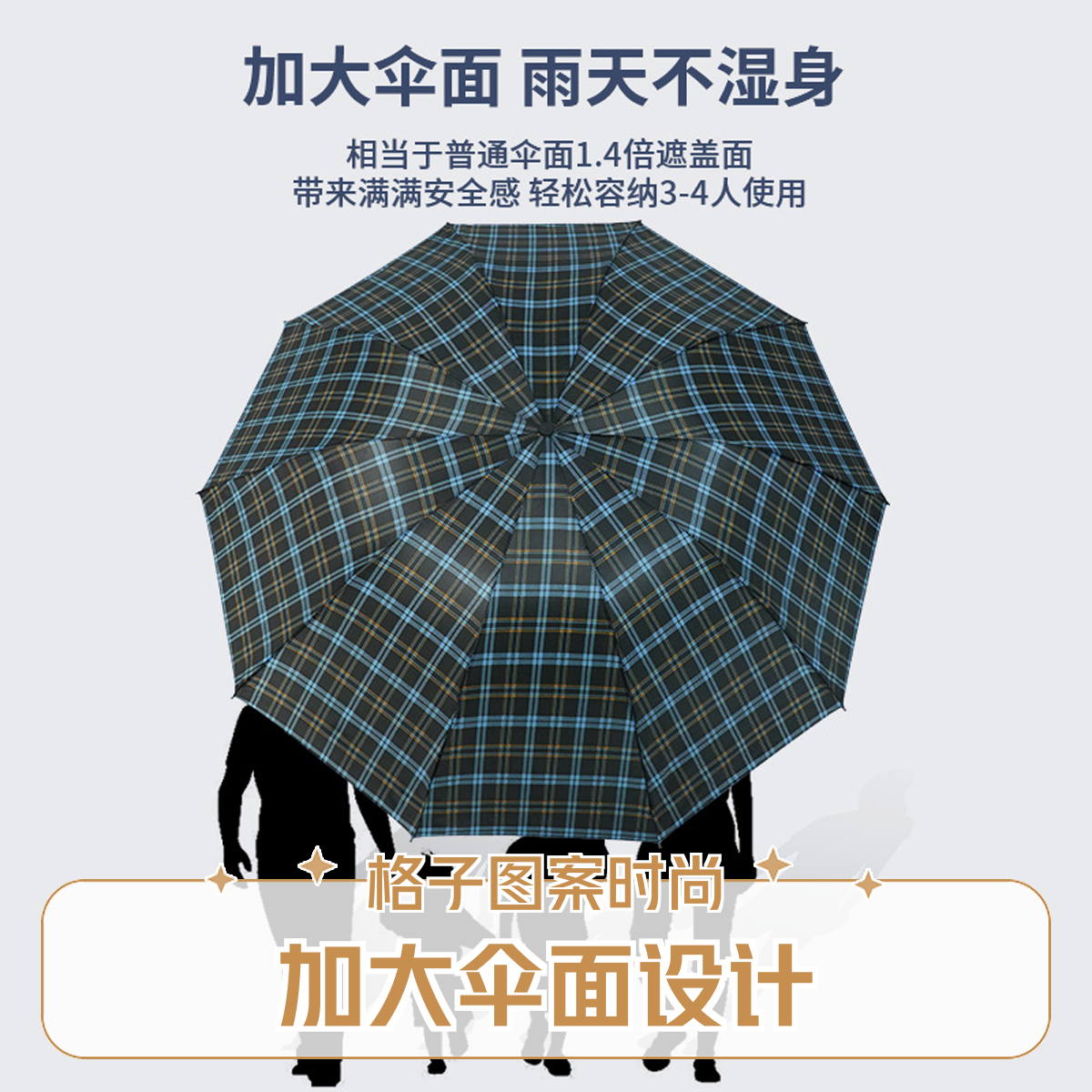 伞三折75大号特大格子雨伞遮阳户外手动折叠伞双人男士晴雨伞