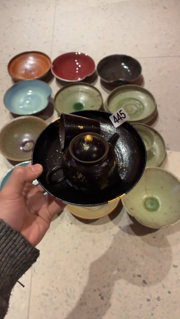 瓷片知*445点金壶+杯+壶承共3个