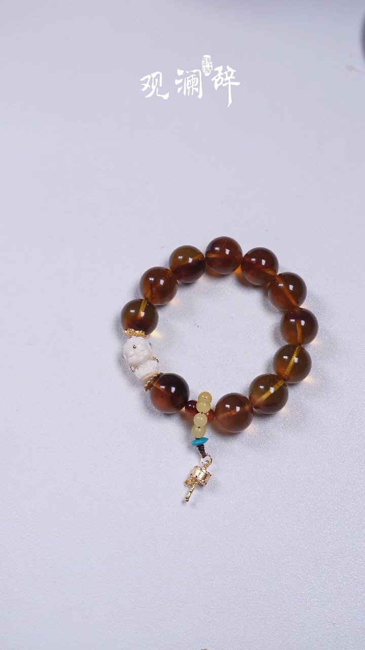 【闪购商品】血珀手链银S925镶嵌猛犸牙手链