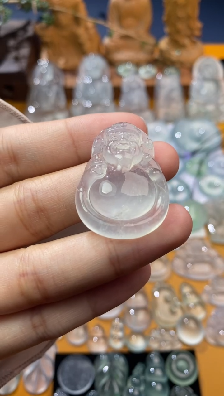 【闪购商品】定制翡翠未镶嵌财神爷34.2*25.3*6.5