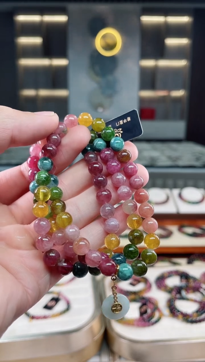 未镶嵌老矿碧玺三圈手串7mm+碧玺多样性发一条xion