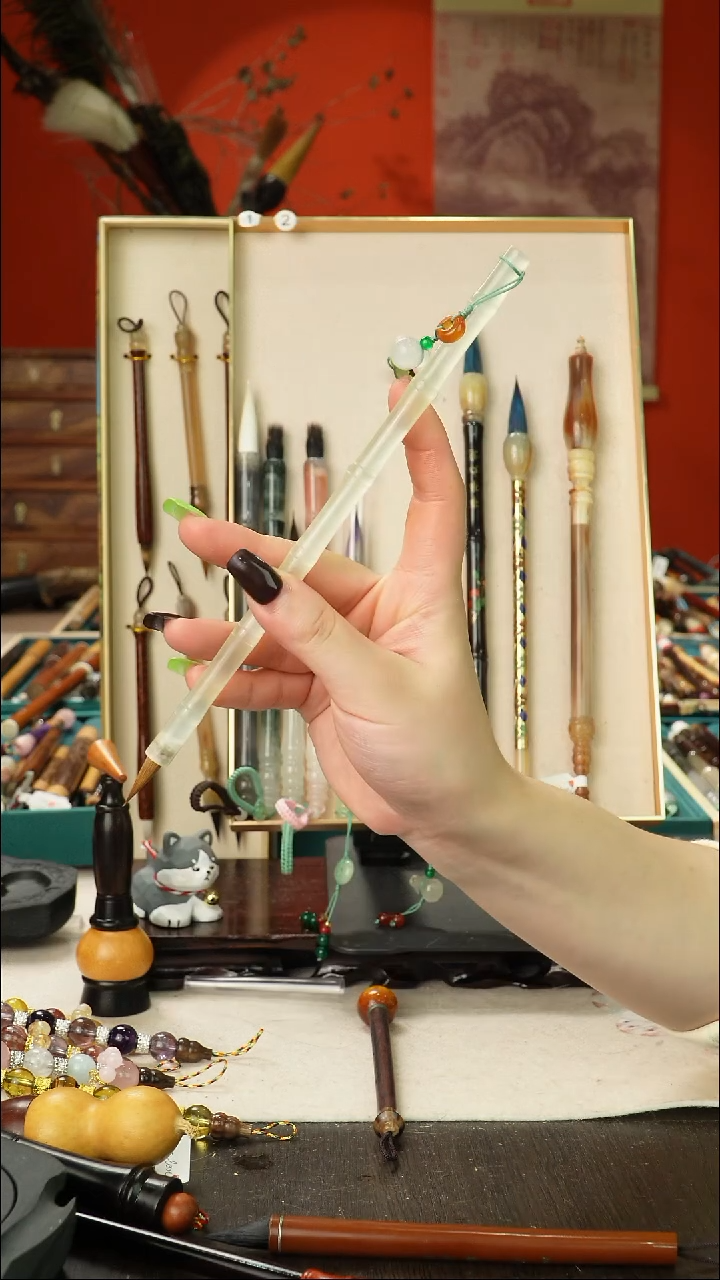 20号孤品高货毛笔链接 清水试笔 蘸墨不退