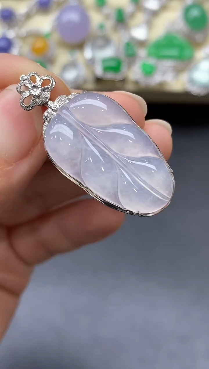 颈饰18K金镶嵌翡翠334-中国好珍宝