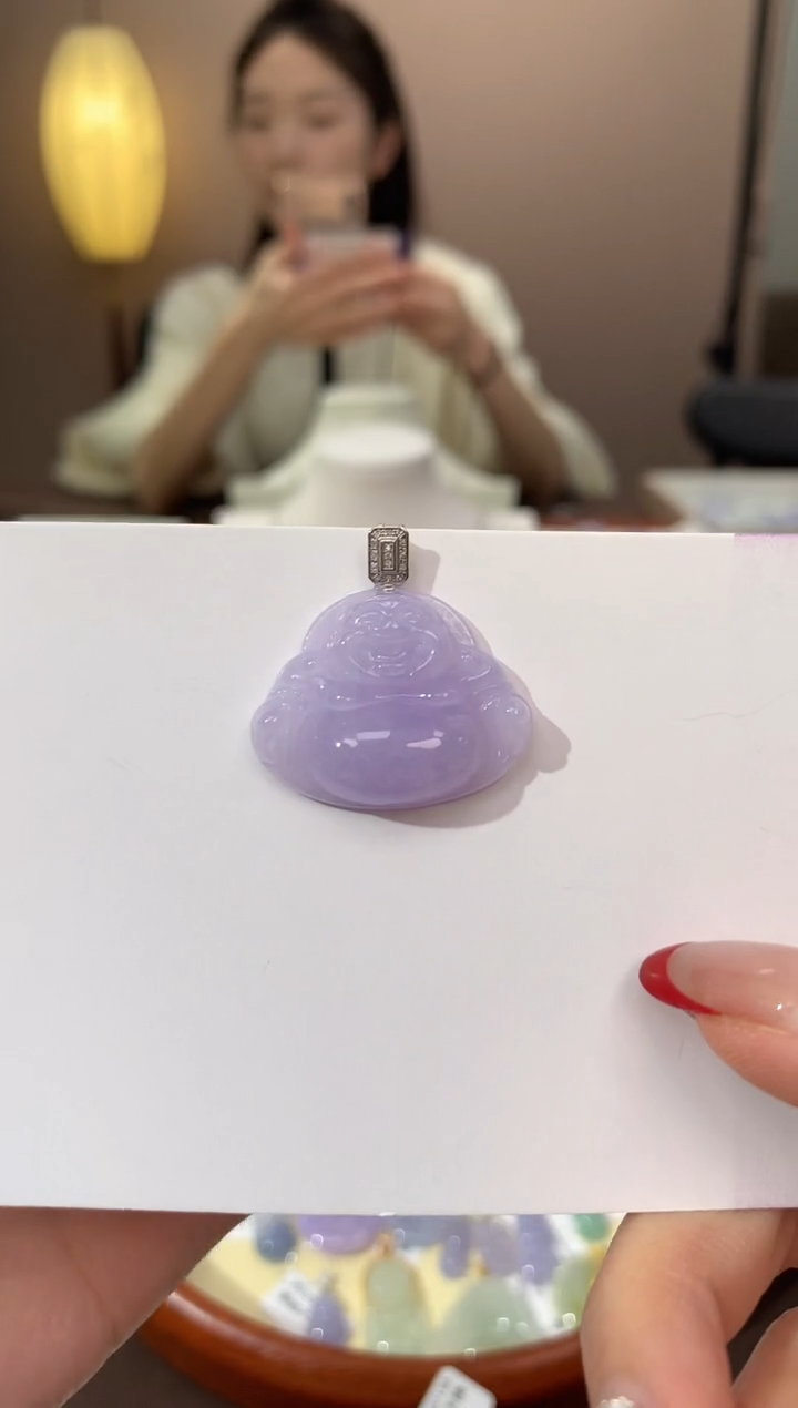 【闪购商品】翡翠颈饰18K金镶嵌天然缅甸a货翡翠