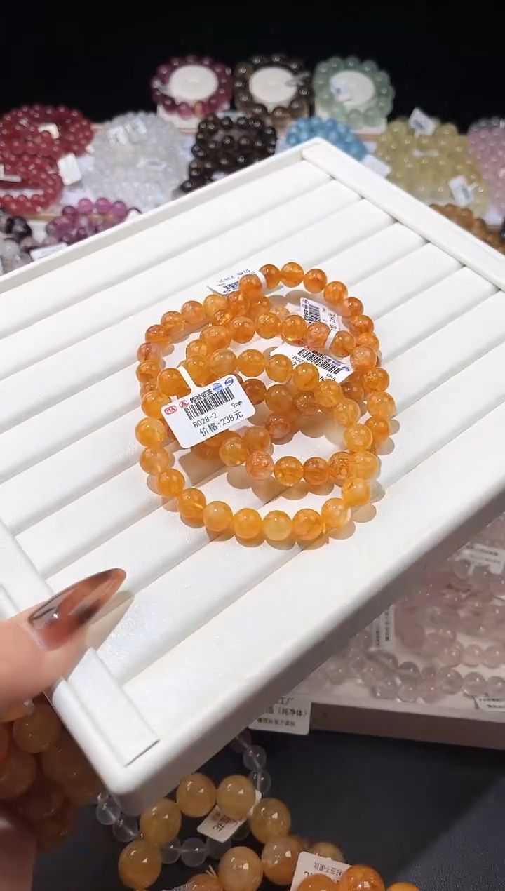 【闪购商品】水晶手链未镶嵌多样性发一黄胶花9mm